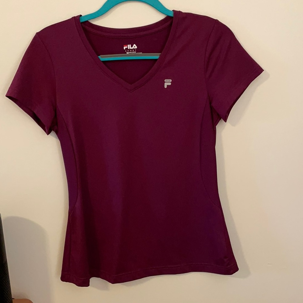 Purple sport top.